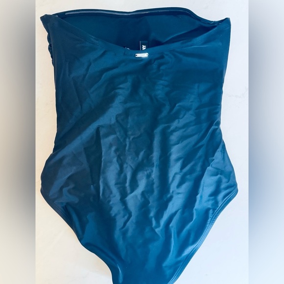 DKNY Black Strapless Ruched One-Piece Swimsuit - Picture 6 of 8